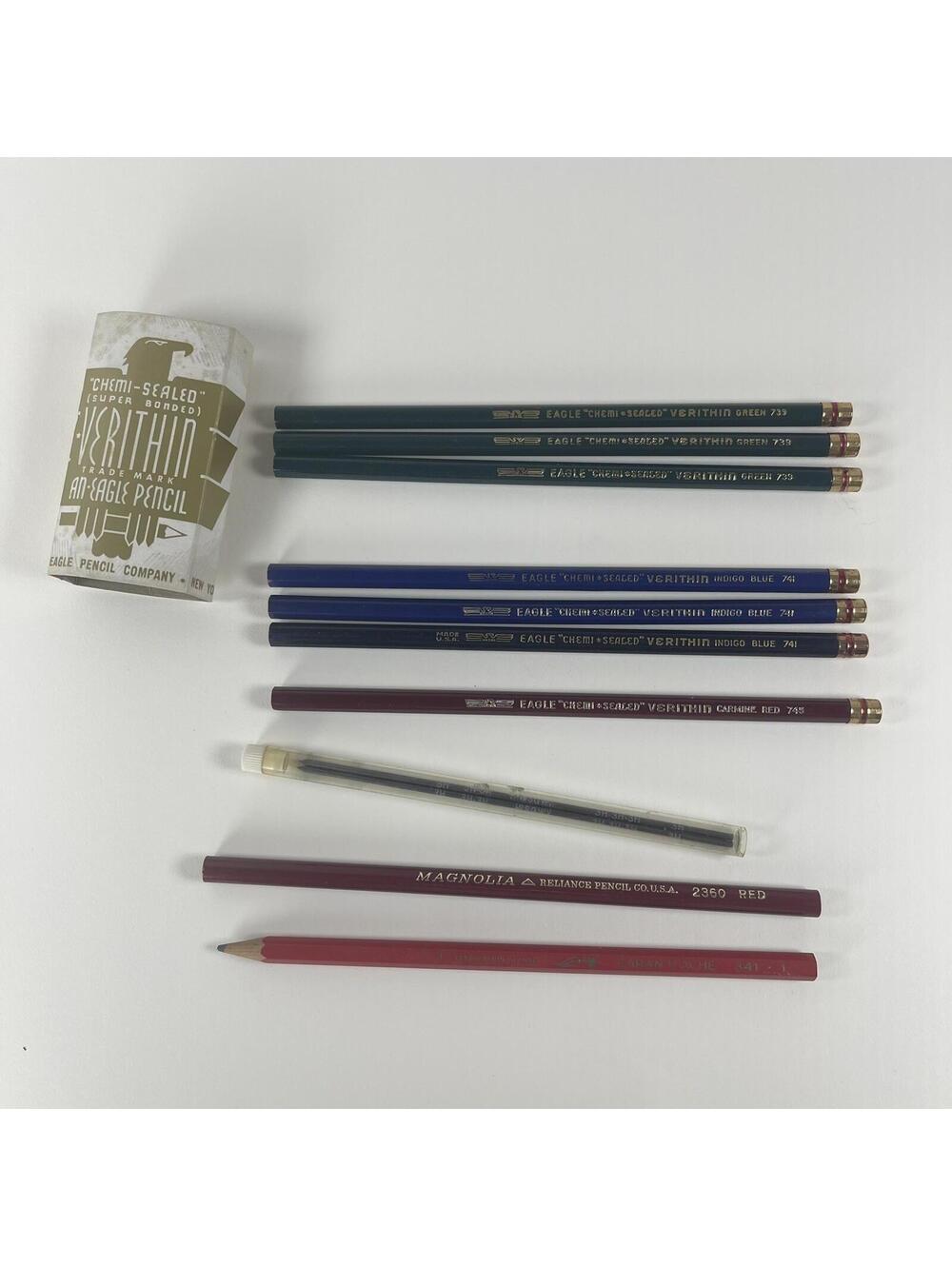 Vintage Colored Pencil EAGLE verithin chemi-sealed Drafting Drawing Lot